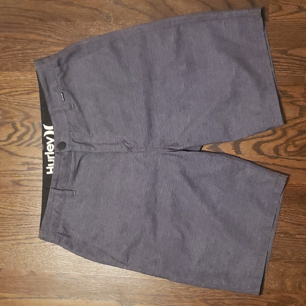 Men's Hurley shorts. Size 32. Grey with black stripes.